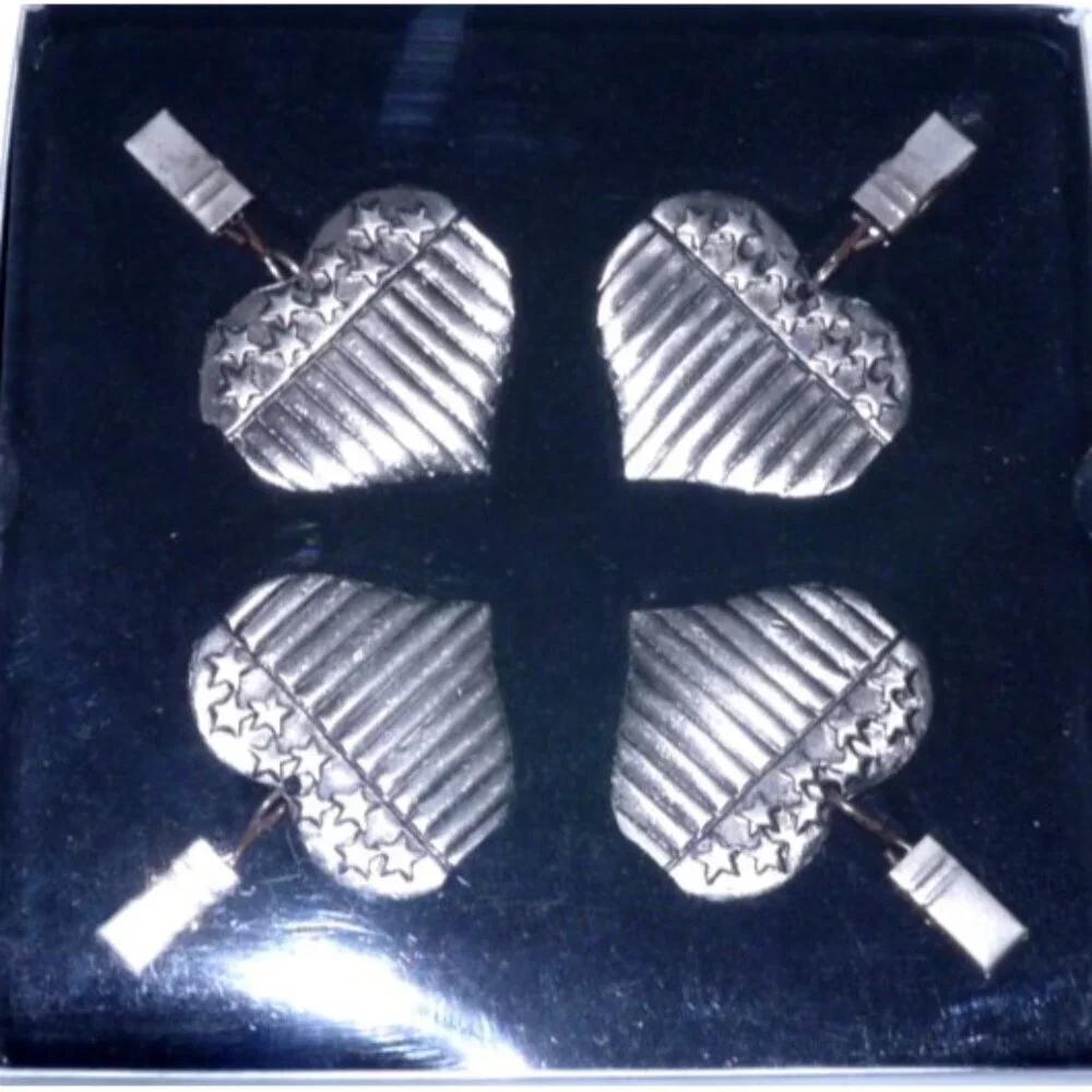 AMC pewter table cloth clip on weights Stars & Stripes set of four, NEW